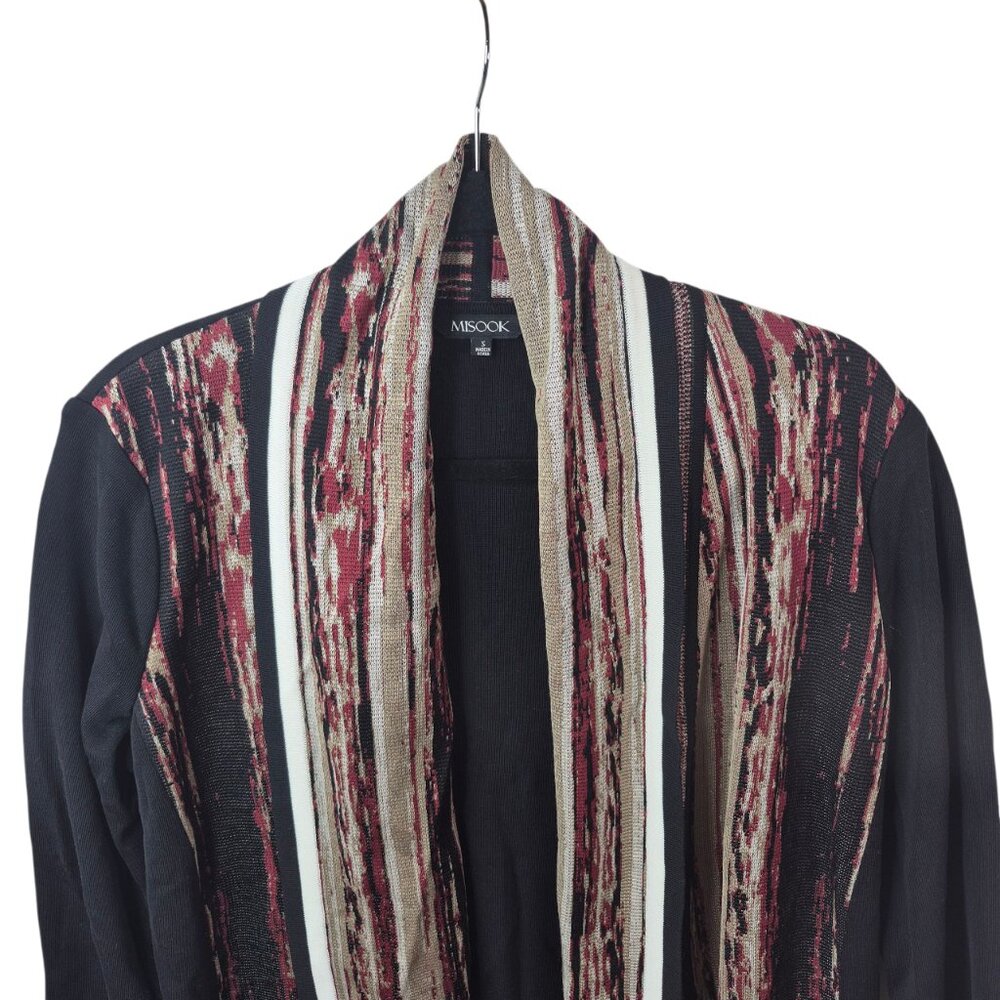 Misook Sweater Womens Small Open Front Cardigan Black Knit Classic Sophisticated - Picture 3 of 6